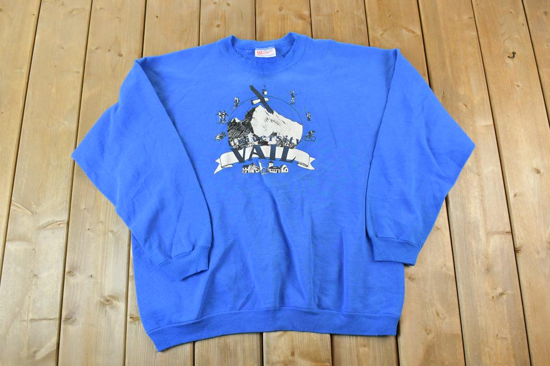Vintage 1980s Vail University Collegiate Hawks Crewneck / Embroidered / NCAA Sweatshirt / Sportswear / Americana