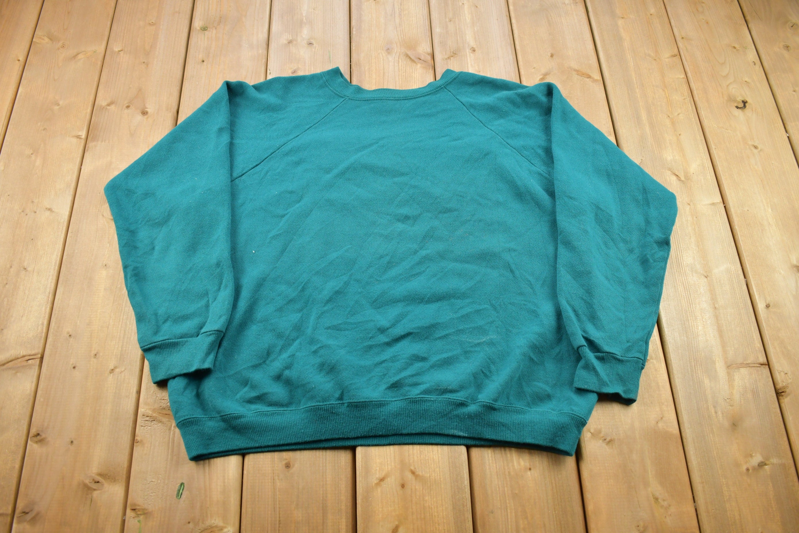 Vintage 1990s Blank Turquoise Crewneck Sweatshirt