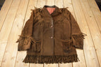 Vintage 1970s Dark Brown Suede Fringe Leather Jacket