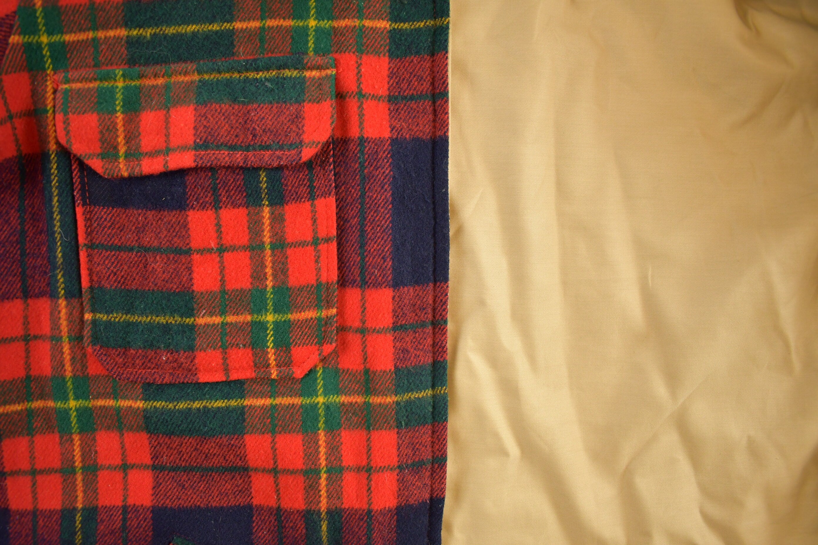 Vintage 1990s Plaid And Solid Beige Reversible Jacket