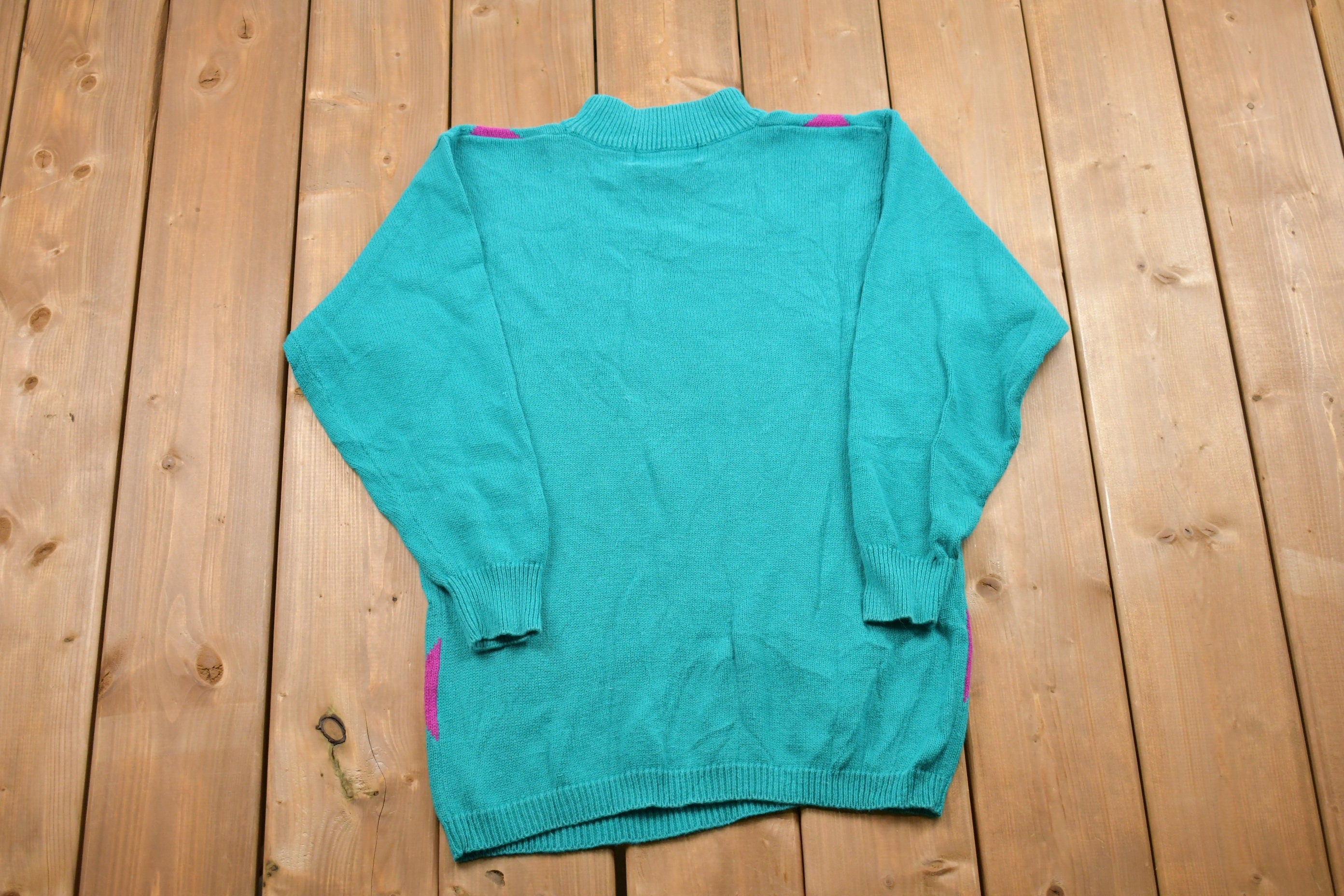 Vintage Petite Argyle Design Knitted Sweater