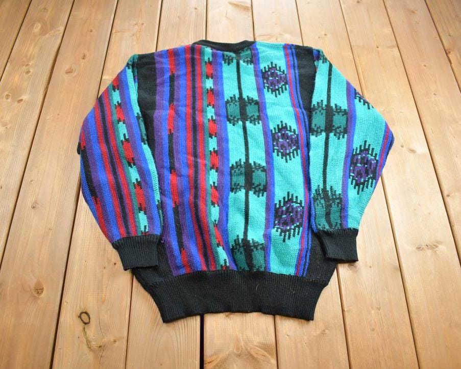Vintage 1990s Sir Willam Knit Abstract Pattern Crewneck Sweater