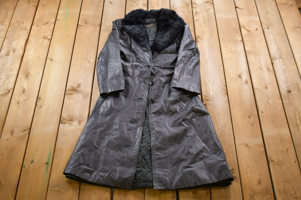 Vintage 1970s Genuine Leather Fur Collar Penny Lane Coat