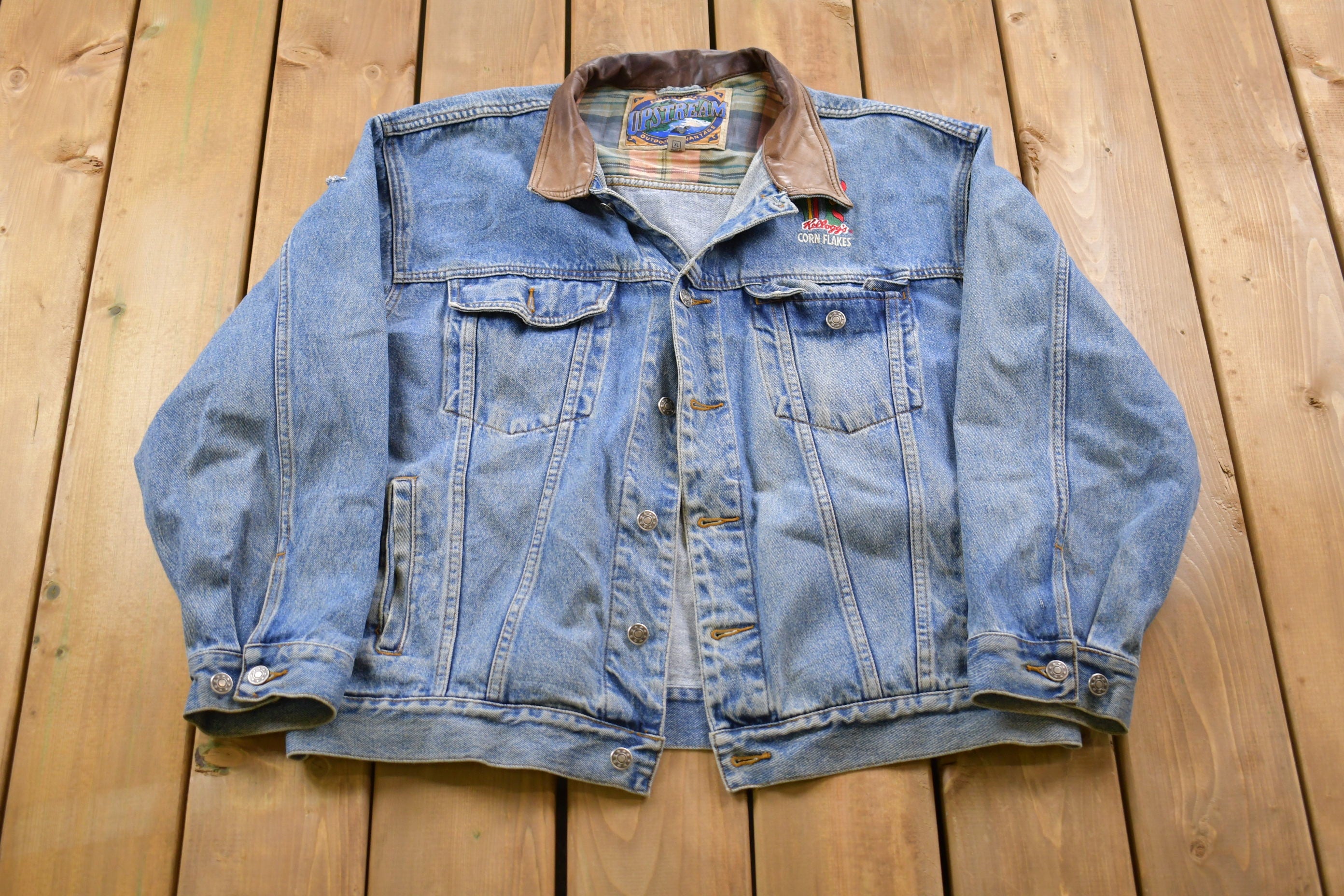 Vintage 1980s Upstream Kellogg's Denim Jean Jacket