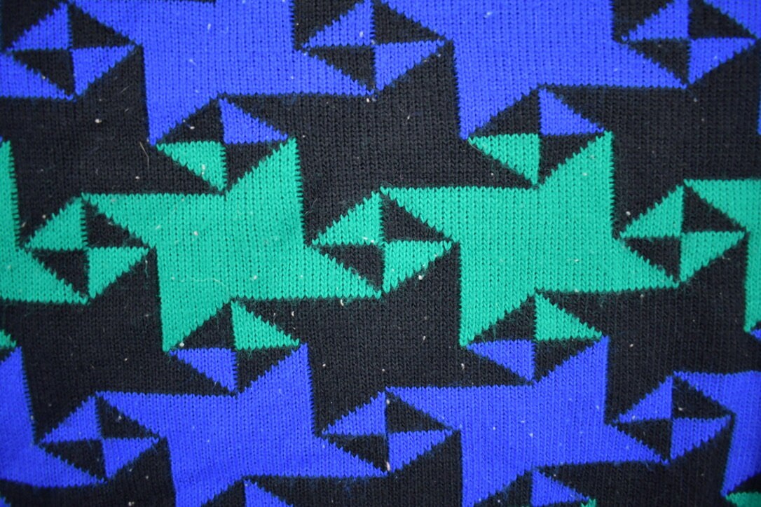 Vintage 1990s Alfred Dunner Knitted Turtleneck Sweater / Vintage 90s Turtleneck / Made in USA / Colorful / Abstract Pattern