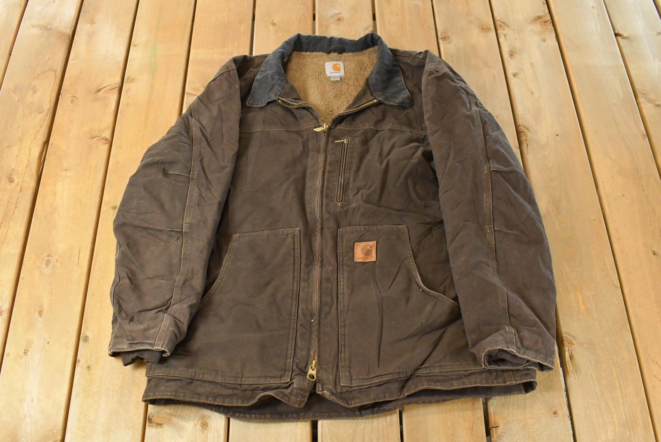 Vintage 1990s Carhartt Traditional Sherpa Lined Jacket Men's Large