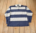 Vintage 1990s Polo By Ralph Lauren Embroidered Small Pony Striped Rugby Sweater Size M