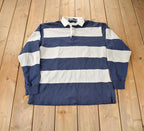 Vintage 1990s Polo By Ralph Lauren Embroidered Small Pony Striped Rugby Sweater Size M