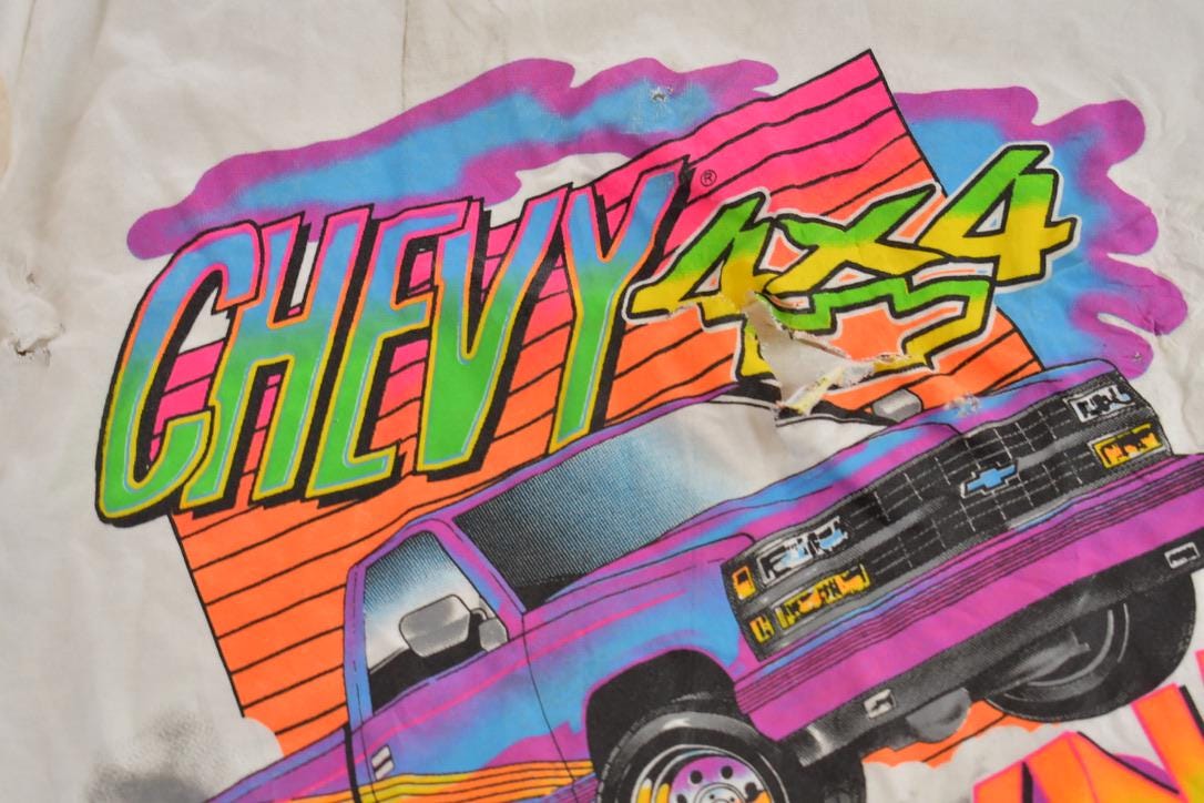 Vintage 1990s Neon Graphic Chevy Sport T-Shirt / 90s / Vintage Streetwear / Graphic T-Shirt / Single Stitch / Made In USA