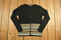 Vintage y2k Womens Black Stripy Knitted Cardigan Sweater
