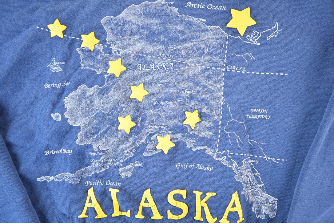 Vintage 1990s Alaska Souvenir Stars Crewneck Sweatshirt Made In USA