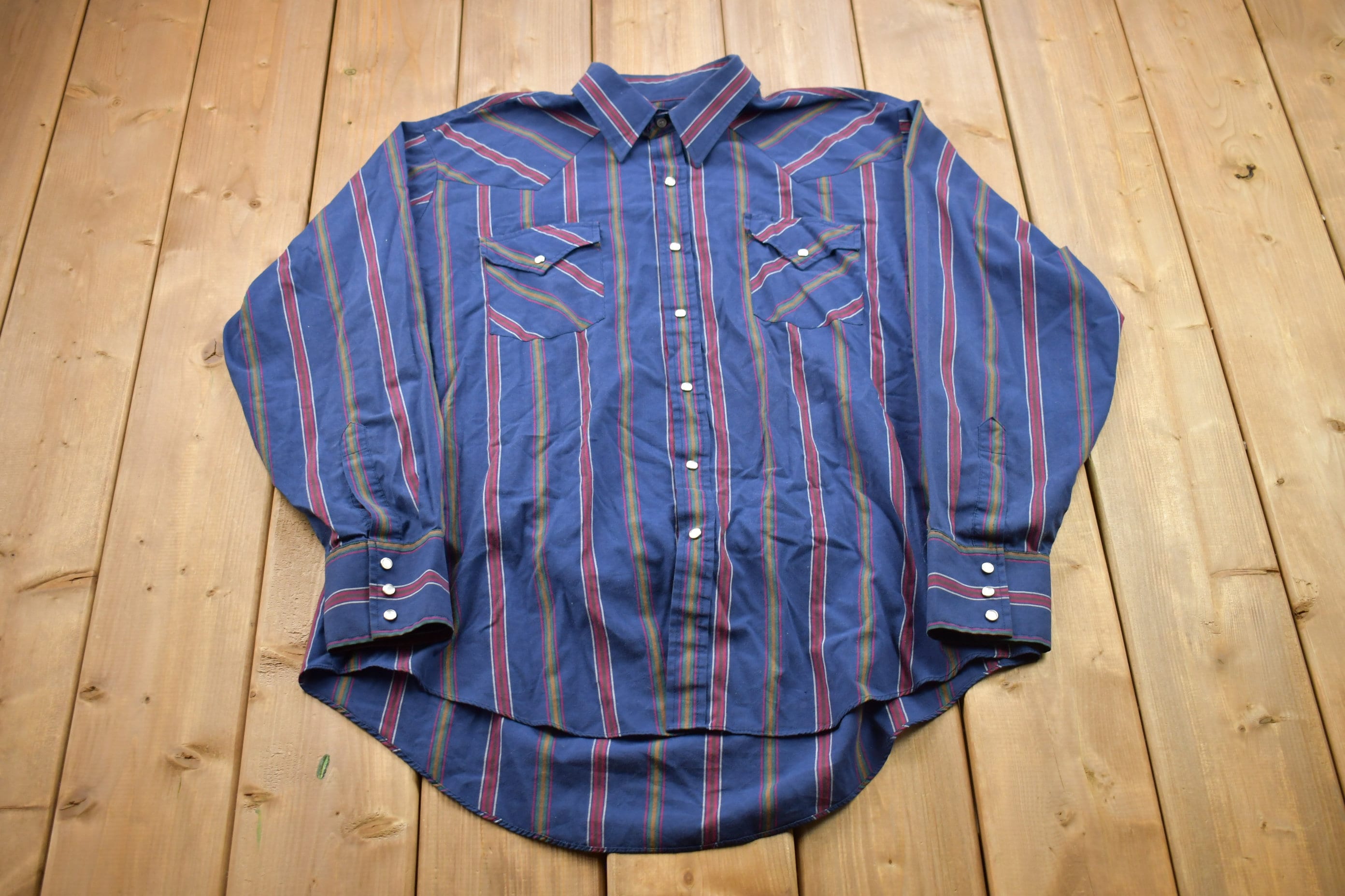 Vintage 1990s Vertical Striped Button Up Shirt