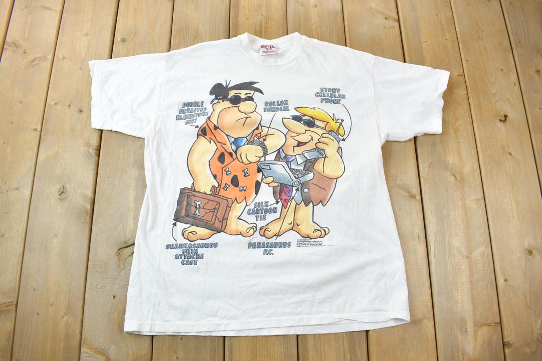 Vintage 1994 The Flintstones Cartoon Promo Graphic T-Shirt