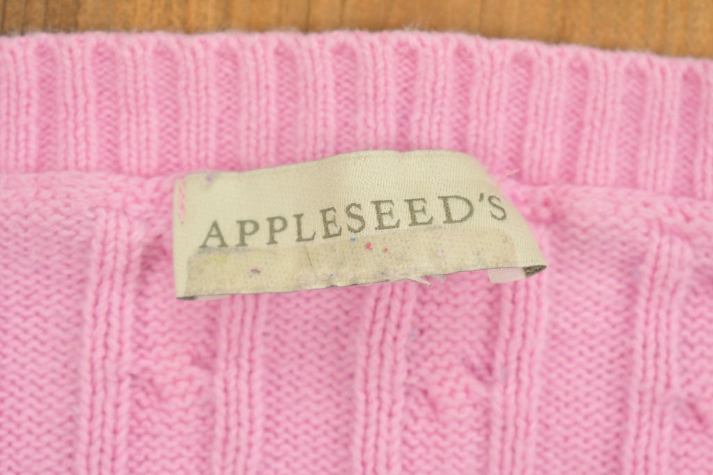 Vintage 1990s Appleseed Pink Knit Cardigan Sweater