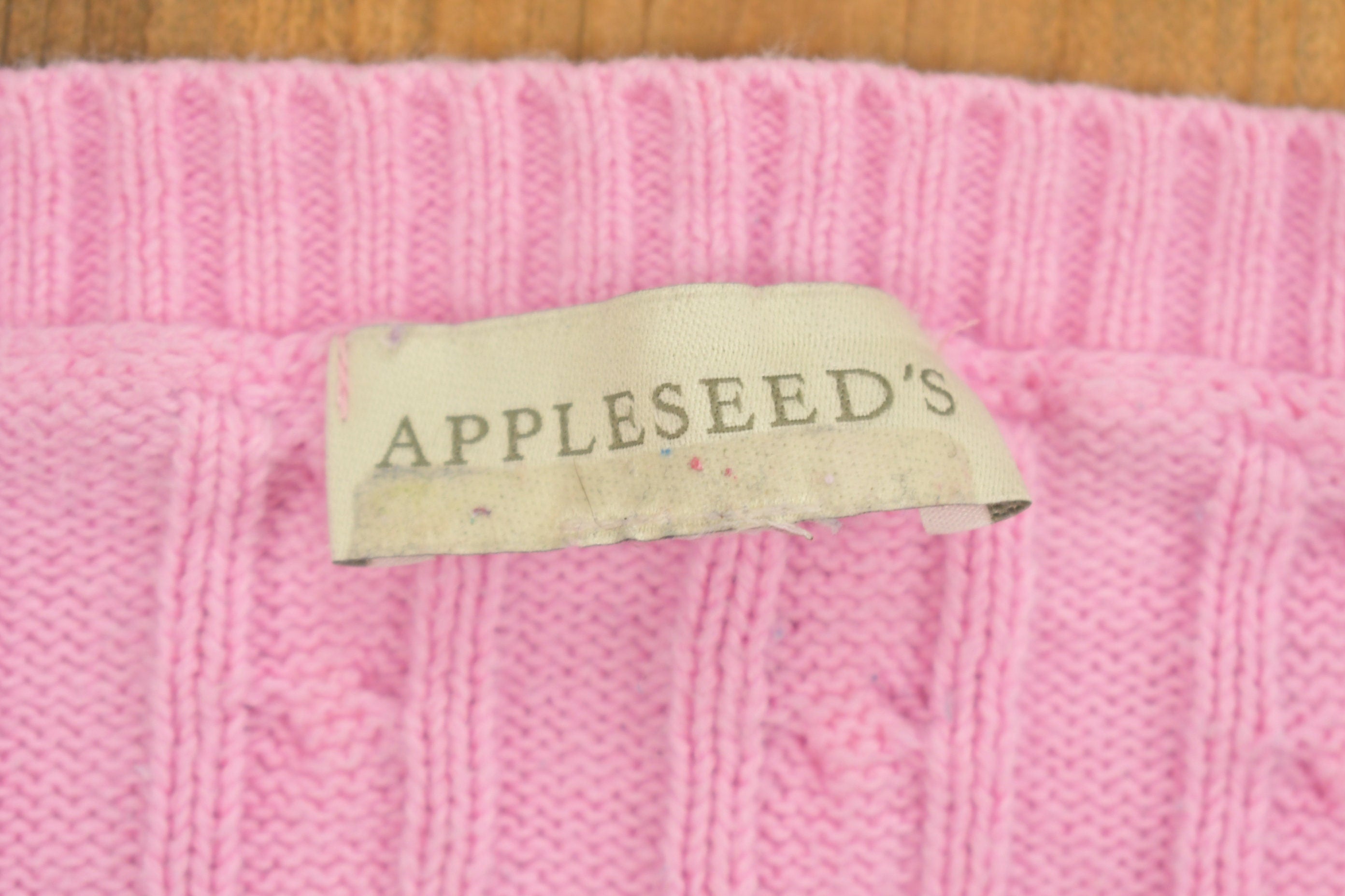 Vintage 1990s Appleseed Pink Knit Cardigan Sweater