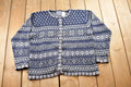 Vintage 1990s Erika & Co Knitted Cardigan Sweater  Vintage Cardigan  Button Up  Striped  Embroidered  Snowflake Theme  Winter Knit