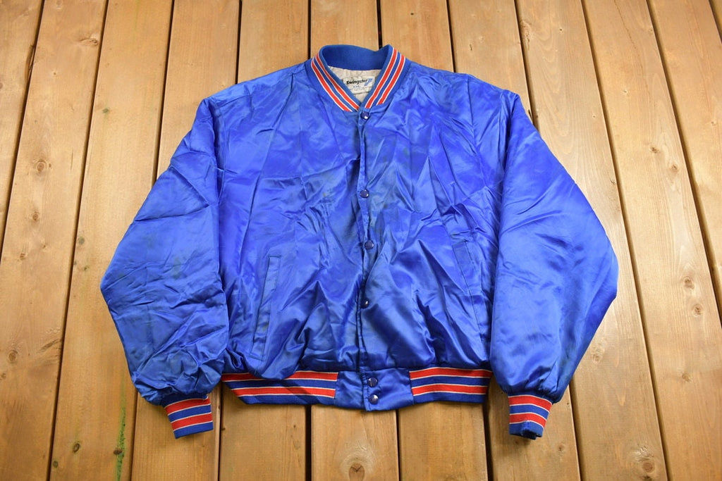 Vintage 1990s Panthers Snap Button Satin Swingster Windbreaker Jacket Athleisure