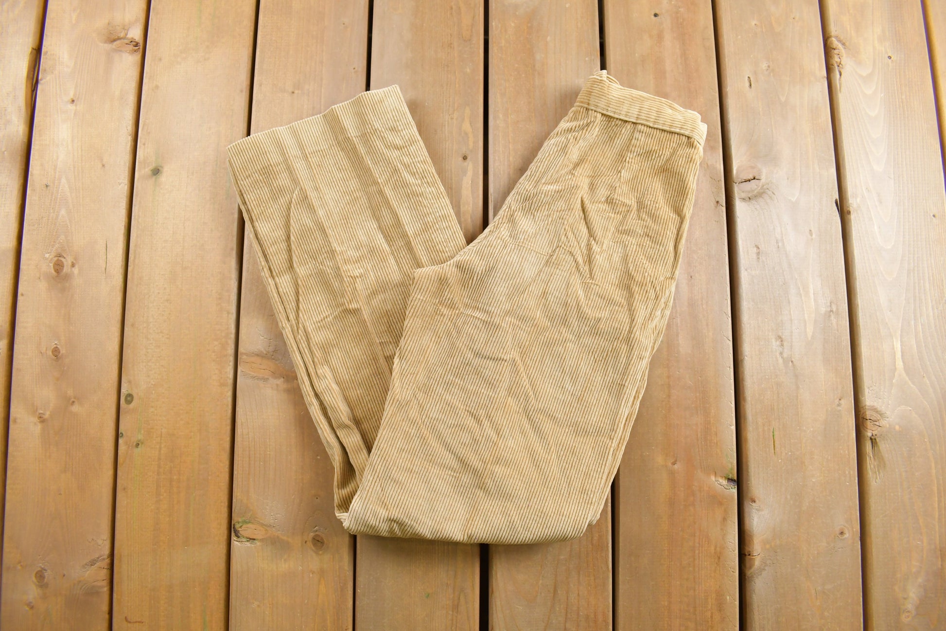 Vintage 1970s Beige Corduroy Trousers Size 25 x 29.5