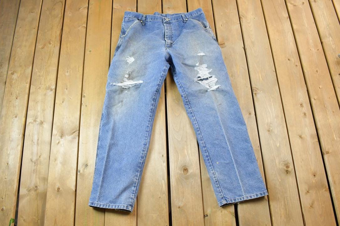 Vintage 1990s Wrangler Distressed Denim Jeans Size 36 32