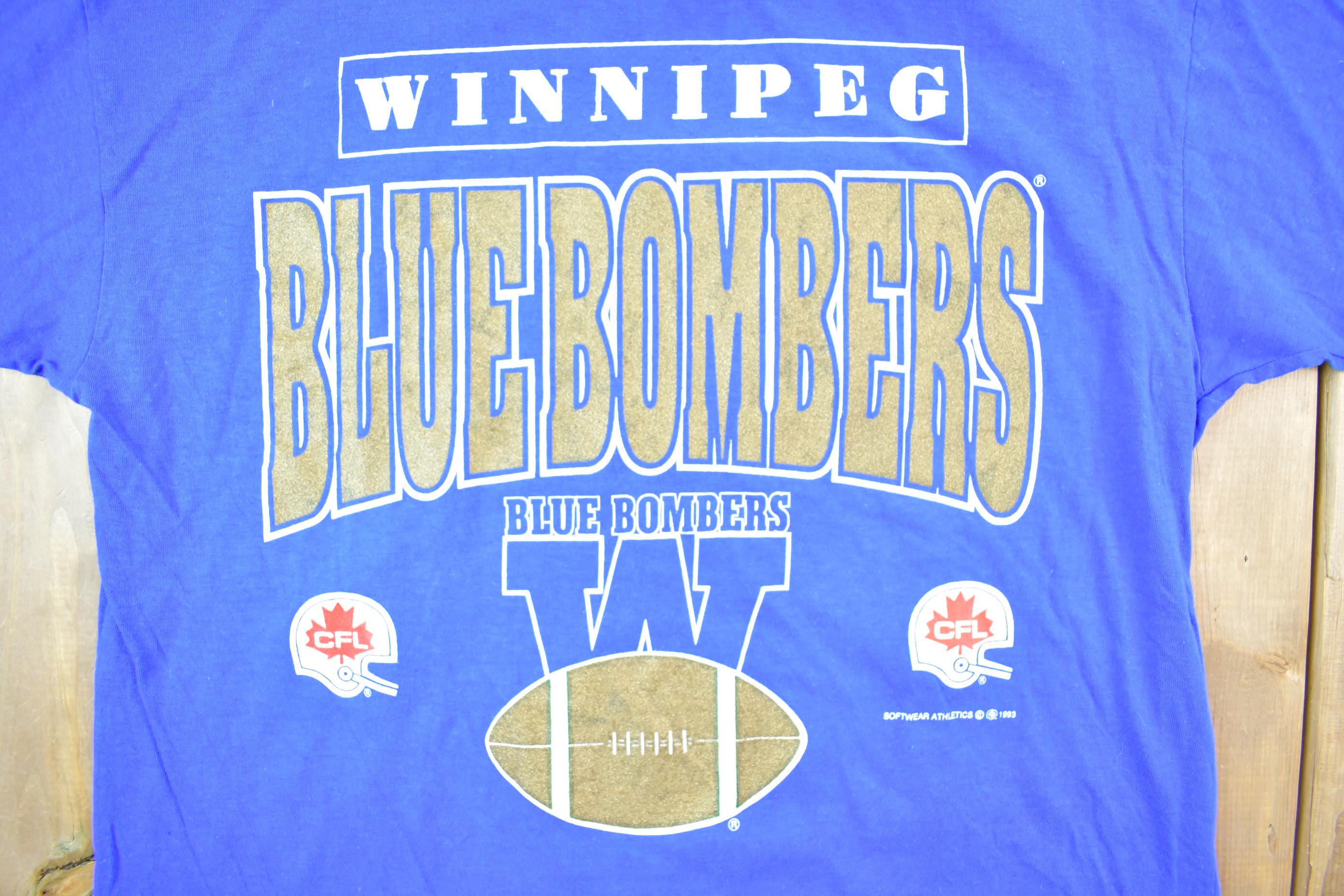 Vintage 1990s Winnipeg Blue Bombers CFL Softwear Graphic T-Shirt