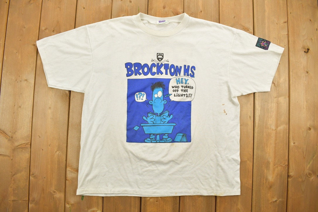 Vintage 1990s Brockton H.S Funny Graphic T-Shirt