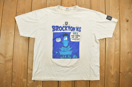 Vintage 1990s Brockton H.S Funny Graphic T-Shirt / Streetwear / Retro / Single Stitch / Hum Eur / 90s Graphic Tee / Colligate / Cartoon