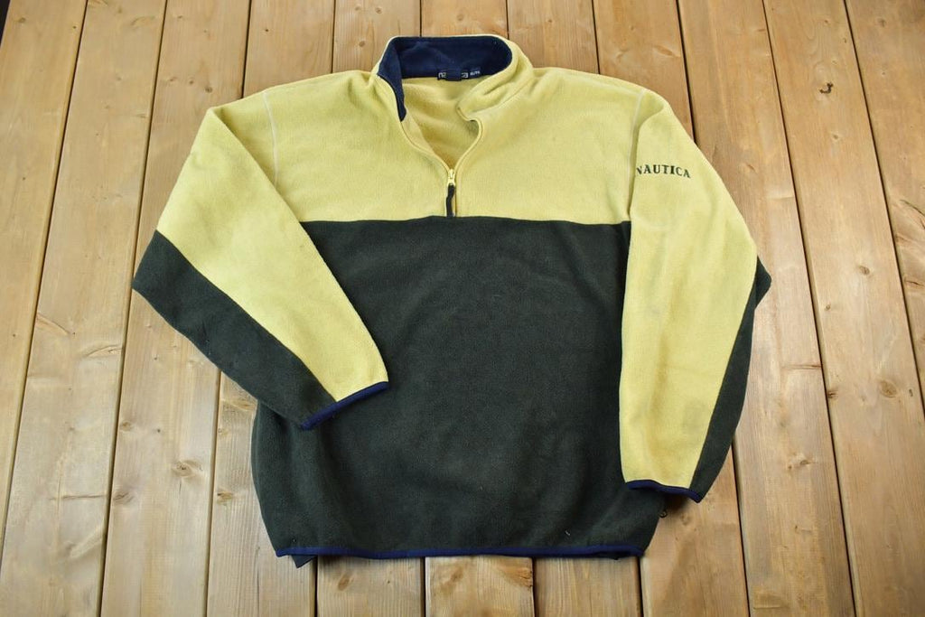 Vintage 1990s Nautica Fleece Quarter Zip Sweater / Outdoorsman / 90s Sweater / Streetwear / Hiking / Fleece Zip up