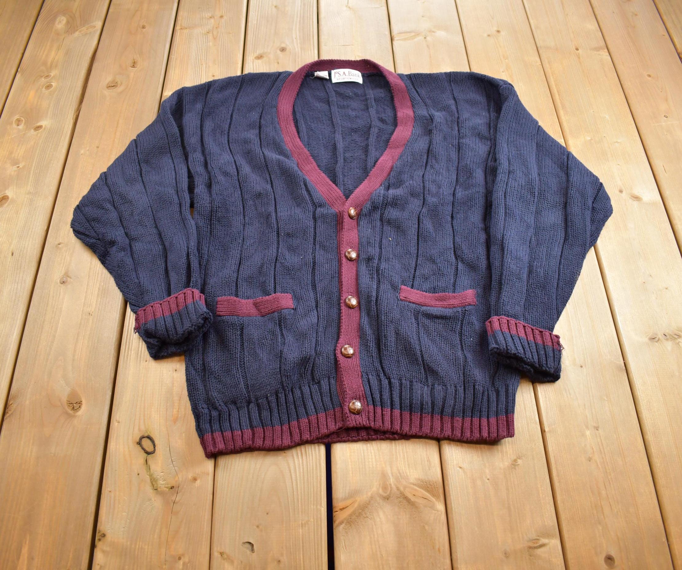 Vintage 1980s Jos. A. Bank Knitted Cardigan Sweater