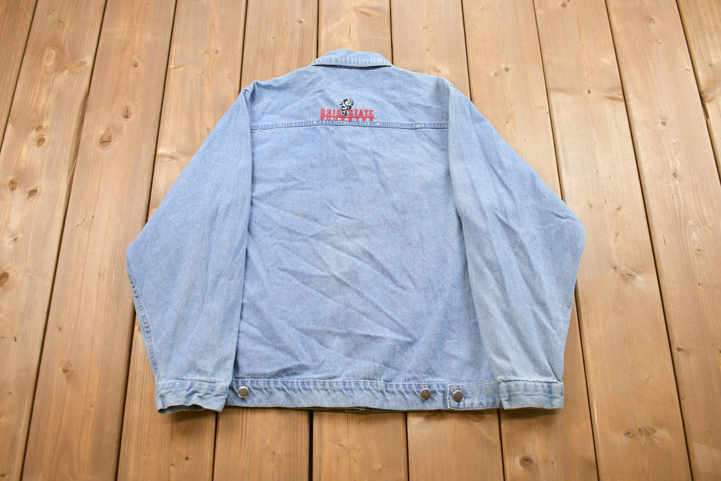 Vintage 1990s Ohio State Jean Jacket / 1990s Denim Jacket / Vintage Flannel / Casual Wear / Ohio State University