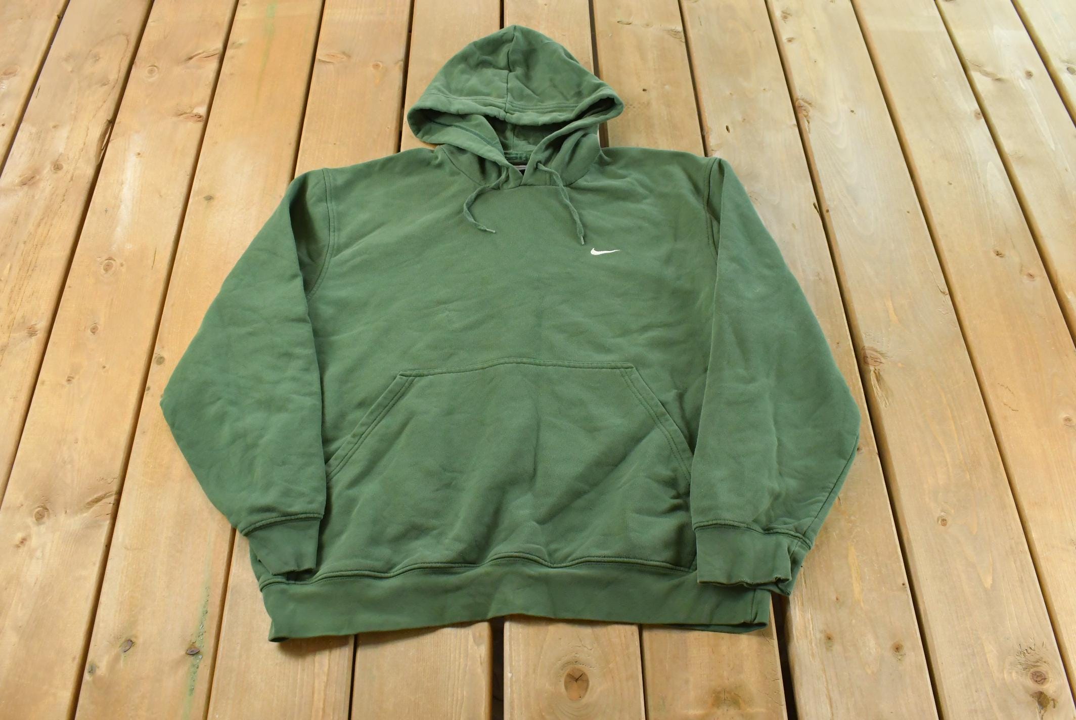 Vintage Y2K Nike Mini Swoosh Hoodie Men's L / Green Nike Hoodie / Nike Swoosh / Embroidered / Nike Hoodie / 00s Nike / Streetwear