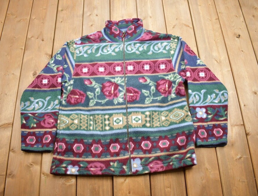 Vintage 1990s Alfred Dunner Fleece Zip Up Sweater