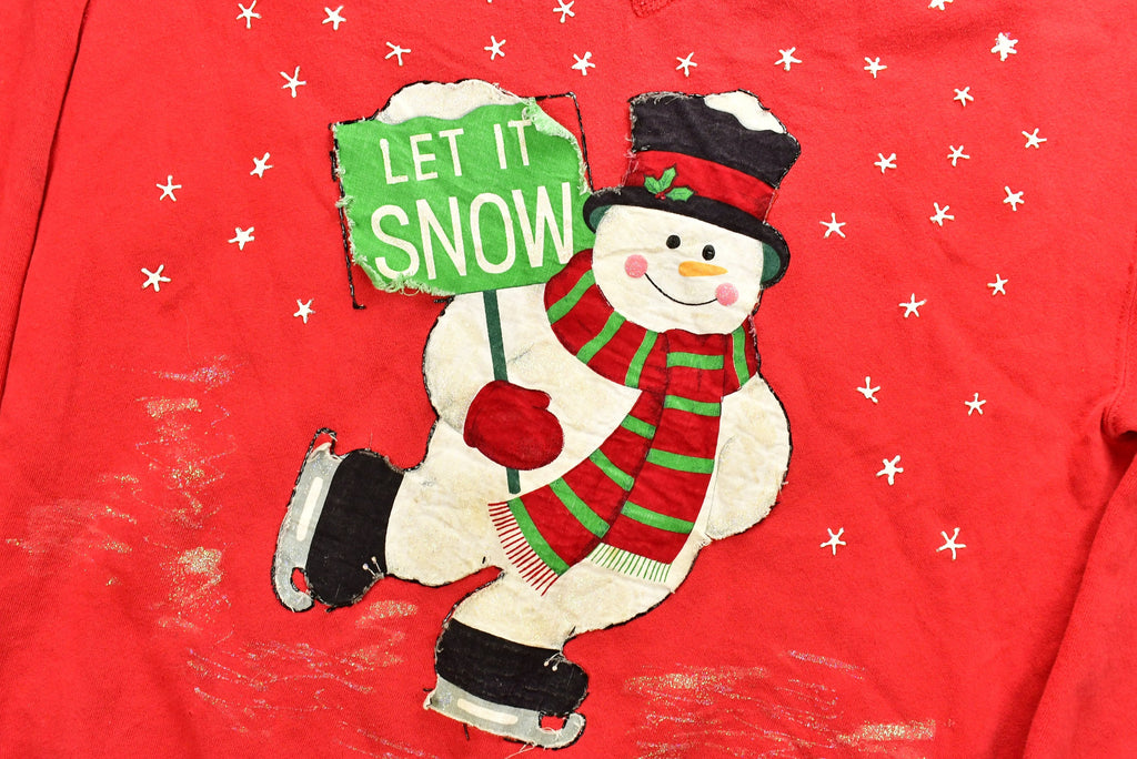 Vintage 90's "Let It Snow" Christmas Sweater , 90s Holiday Crewneck , Russell Athletics , Made In USA , Winter Wear , Festive Graphic Print