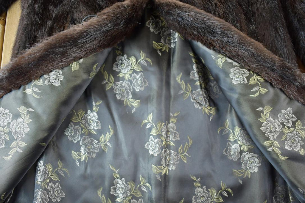 Vintage 1950s Mid Length Brown Mink Fur Coat Made In USA