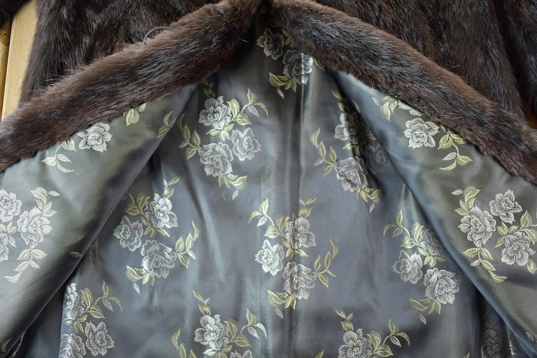 Vintage 1950s Mid Length Brown Mink Fur Coat Made In USA