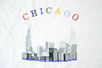 Vintage 1990s Chicago Skyline Embroidered Souvenir T-Shirt Mens L