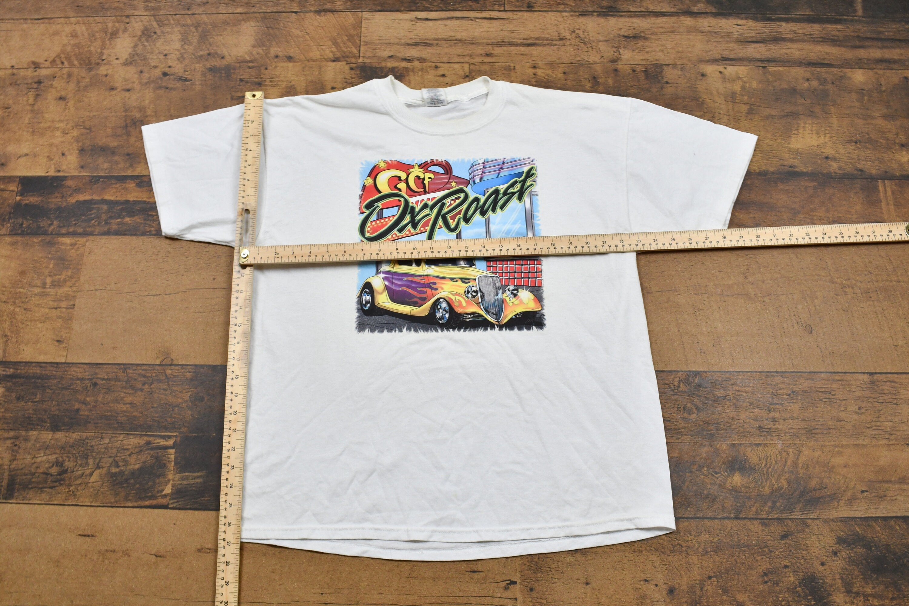 Vintage 1990s GCF Ox Roast Vintage Hot Rod T-Shirt