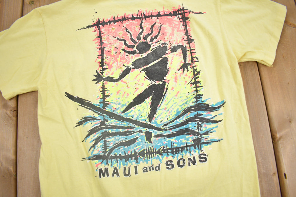 Vintage 1980s Maui And Sons Hawaii Graphic Souvenir T Shirt  Streetwear  Made In USA  Vacation Tee  Surfer T Shirt  Single Stitch