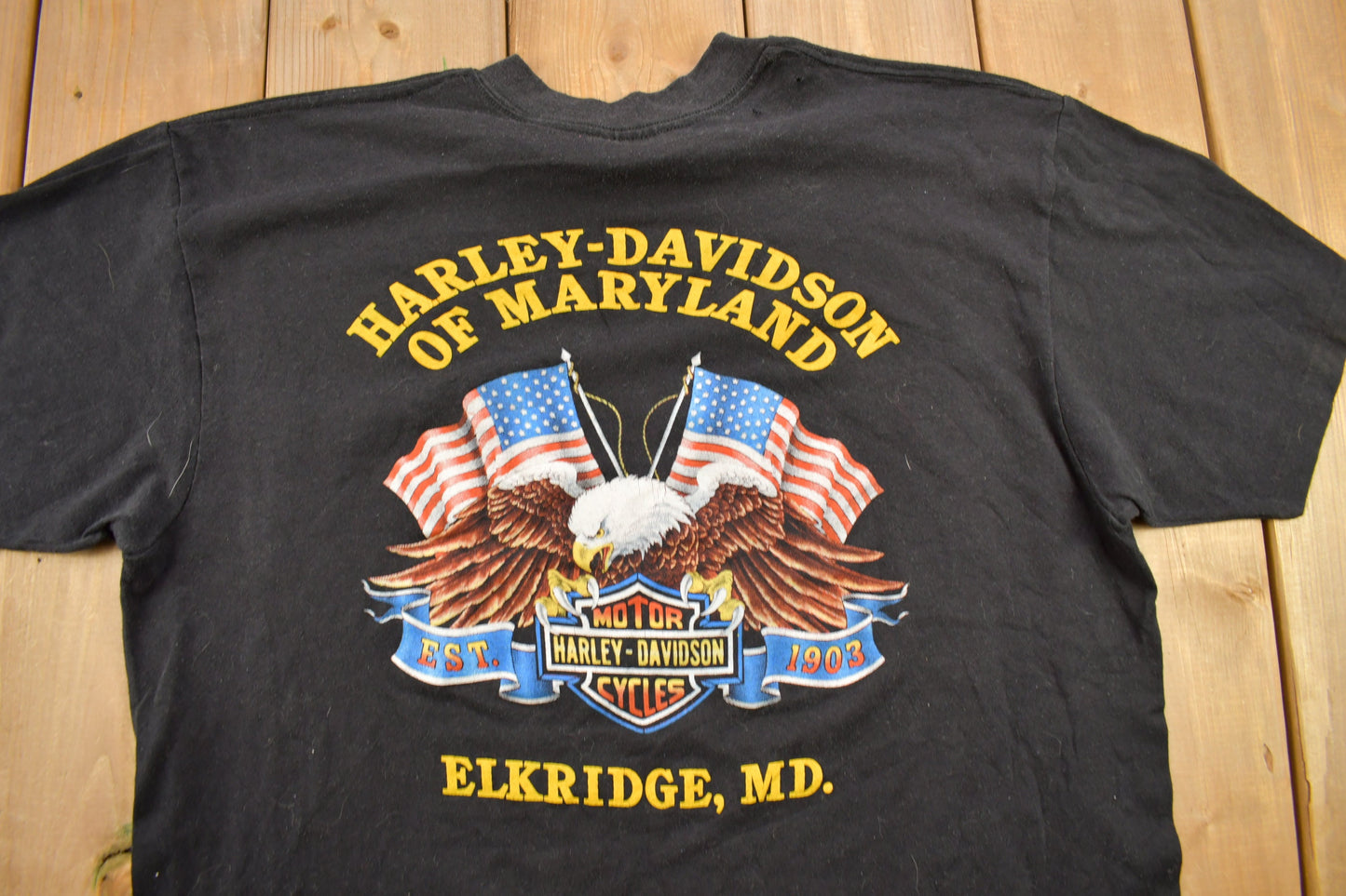 Vintage 1980s Harley Davidson Of Maryland 3D Emblem HAWG T-Shirt / Single Stitch / Made In USA / Biker Tee / Trucker Tee / Hawg Tee