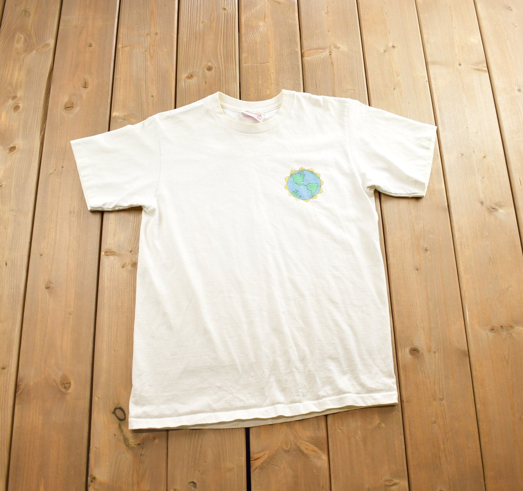 Vintage 1980s Walk Softly On Mother Earth Single Stitch Graphic T Shirt Made In USA