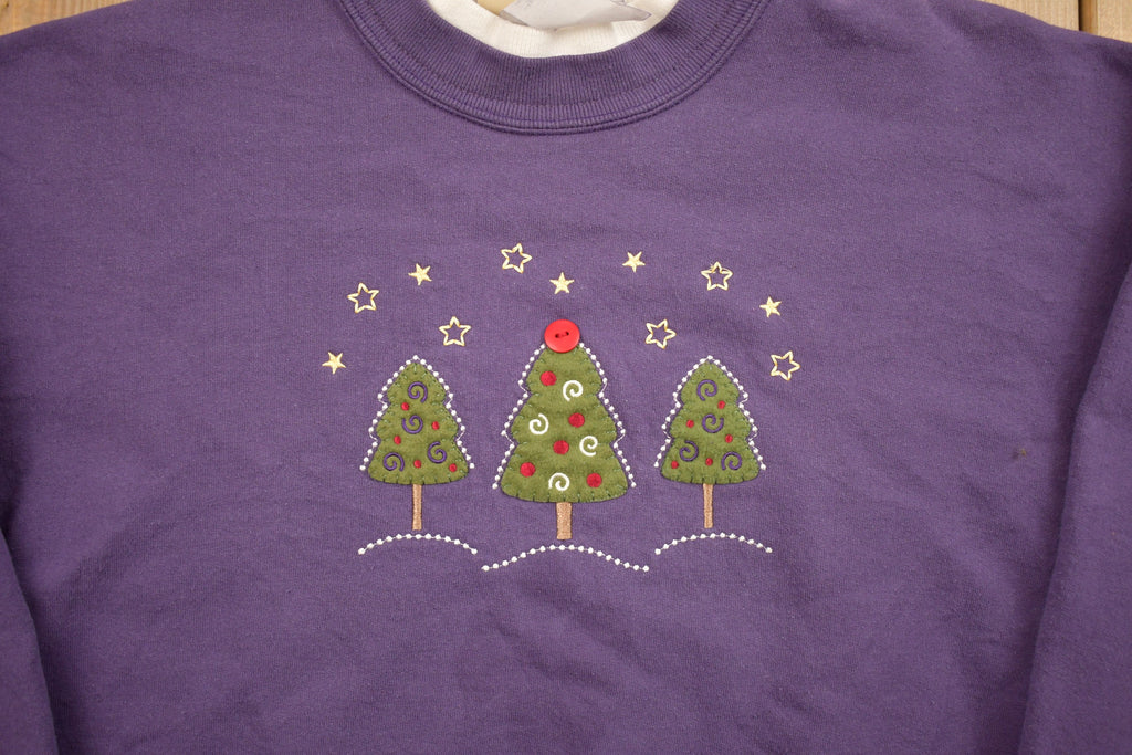 Vintage 1990s Purple Double Collar Christmas Sweater