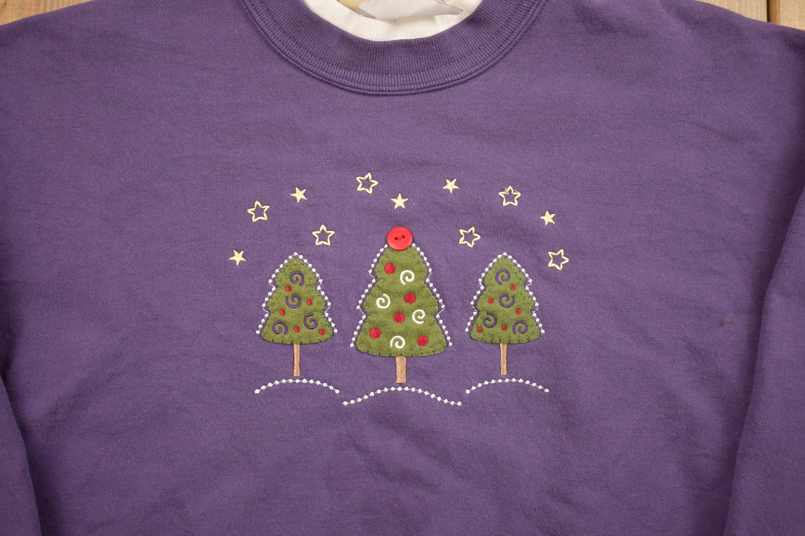 Vintage 1990s Purple Double Collar Christmas Sweater