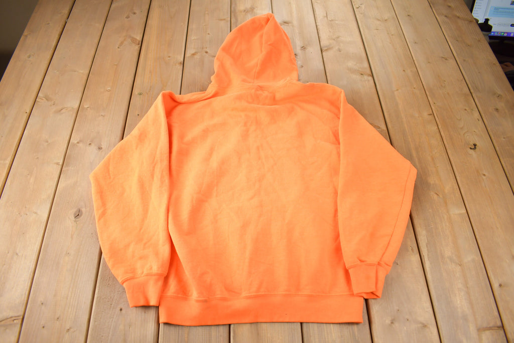 Vintage 1980s Blank Orange Zip Up Hoodie Made In USA