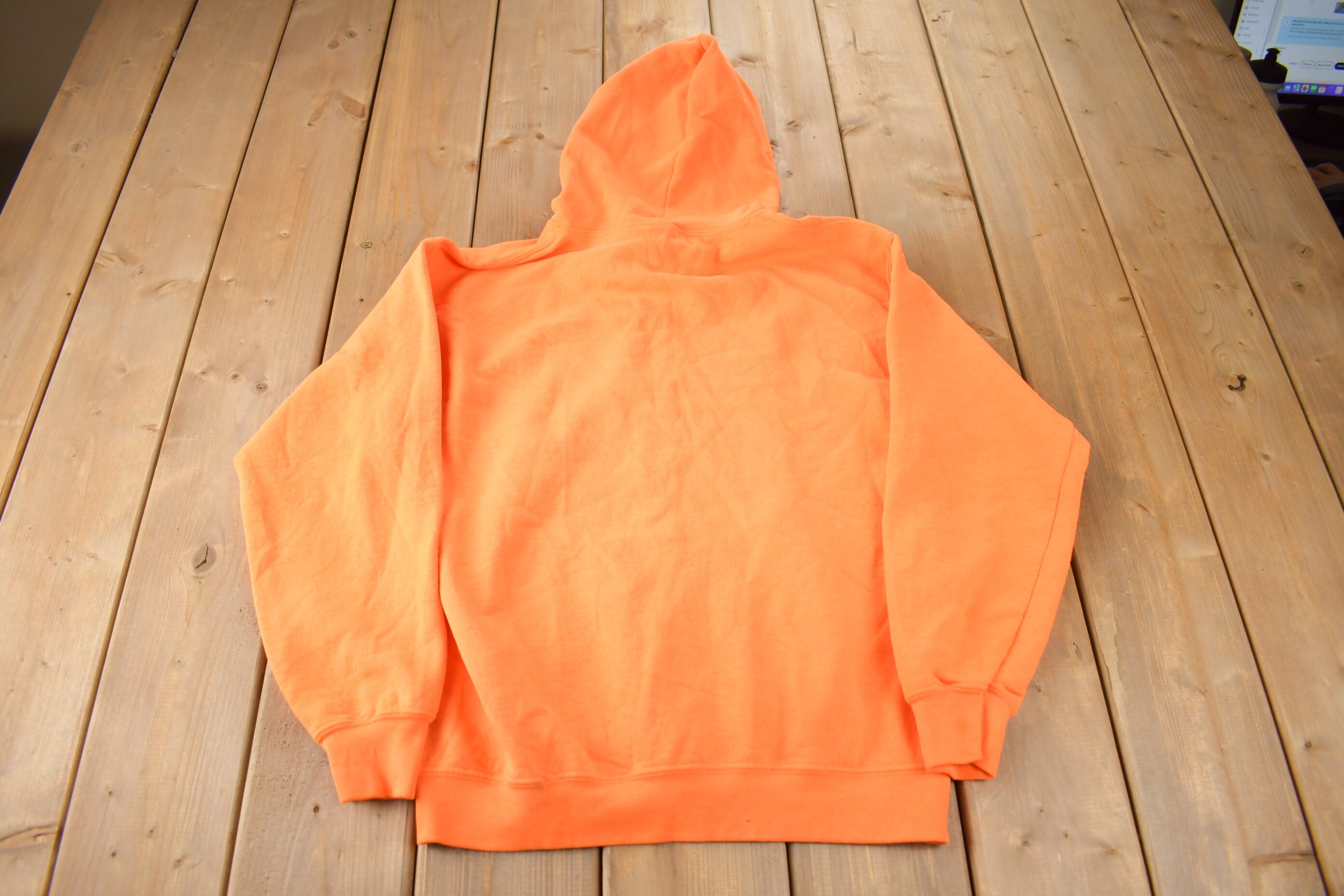 Vintage 1980s Blank Orange Zip Up Hoodie Made In USA