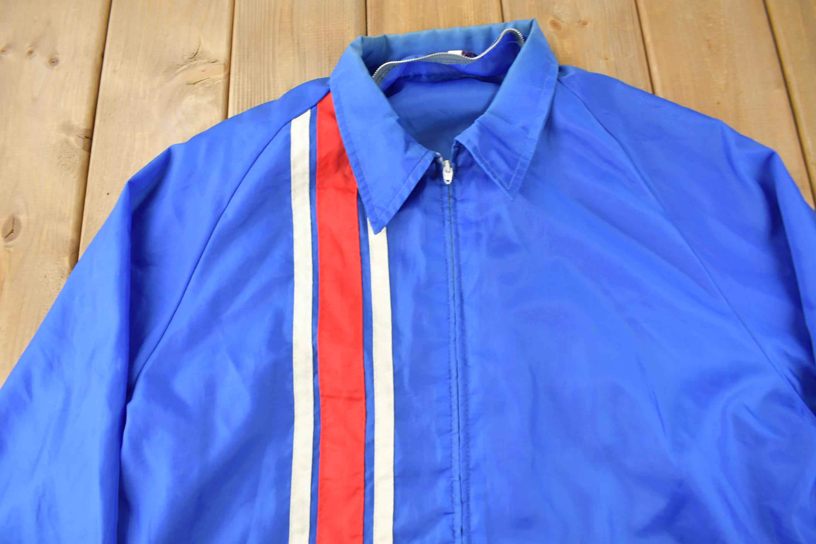 Vintage 1970s Crown Striped Windbreaker Jacket Size XXL Made In USA