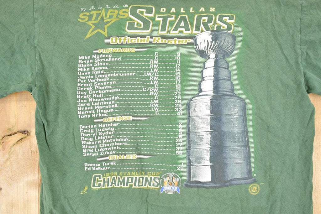 Vintage 1998 Dallas Stars Stanley Cup Champions Souvenir Graphic Print T-Shirt Men's L