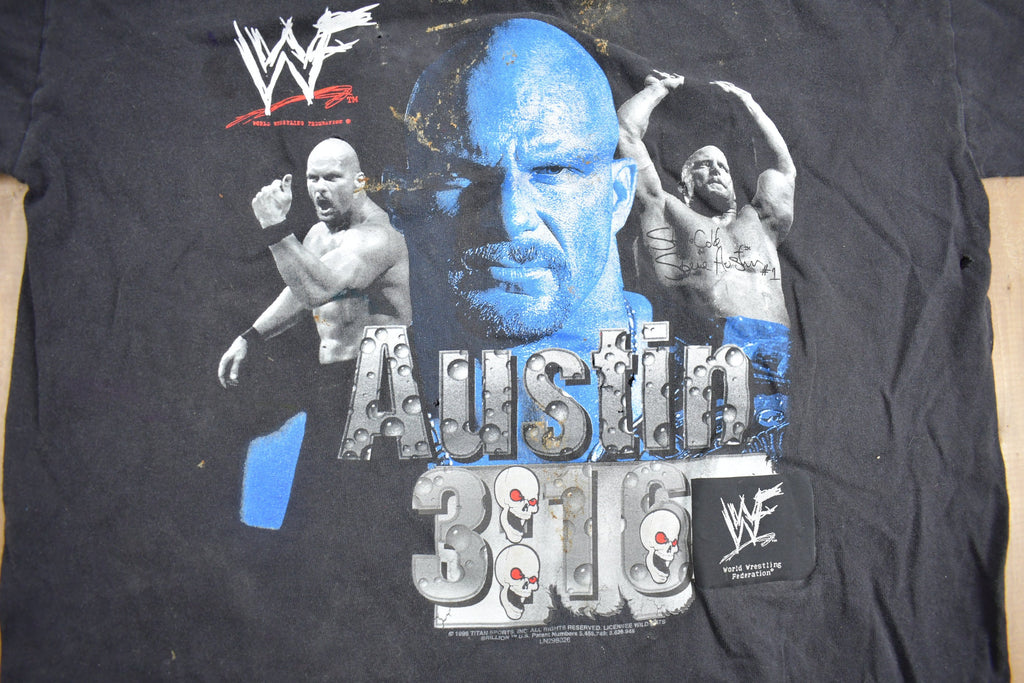 Vintage 1998 Stone Cold Steve Austin Wrestling Graphic T-Shirt Single Stitch