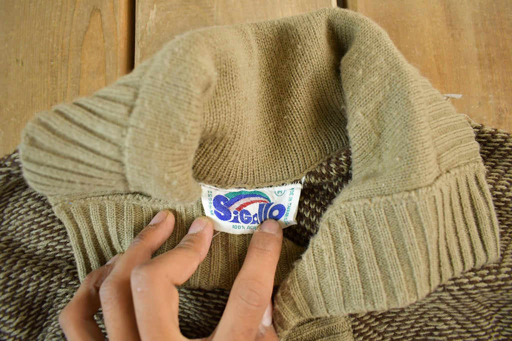 Vintage 1980s Sigallo Knit Cardigan Sweater Men's Medium