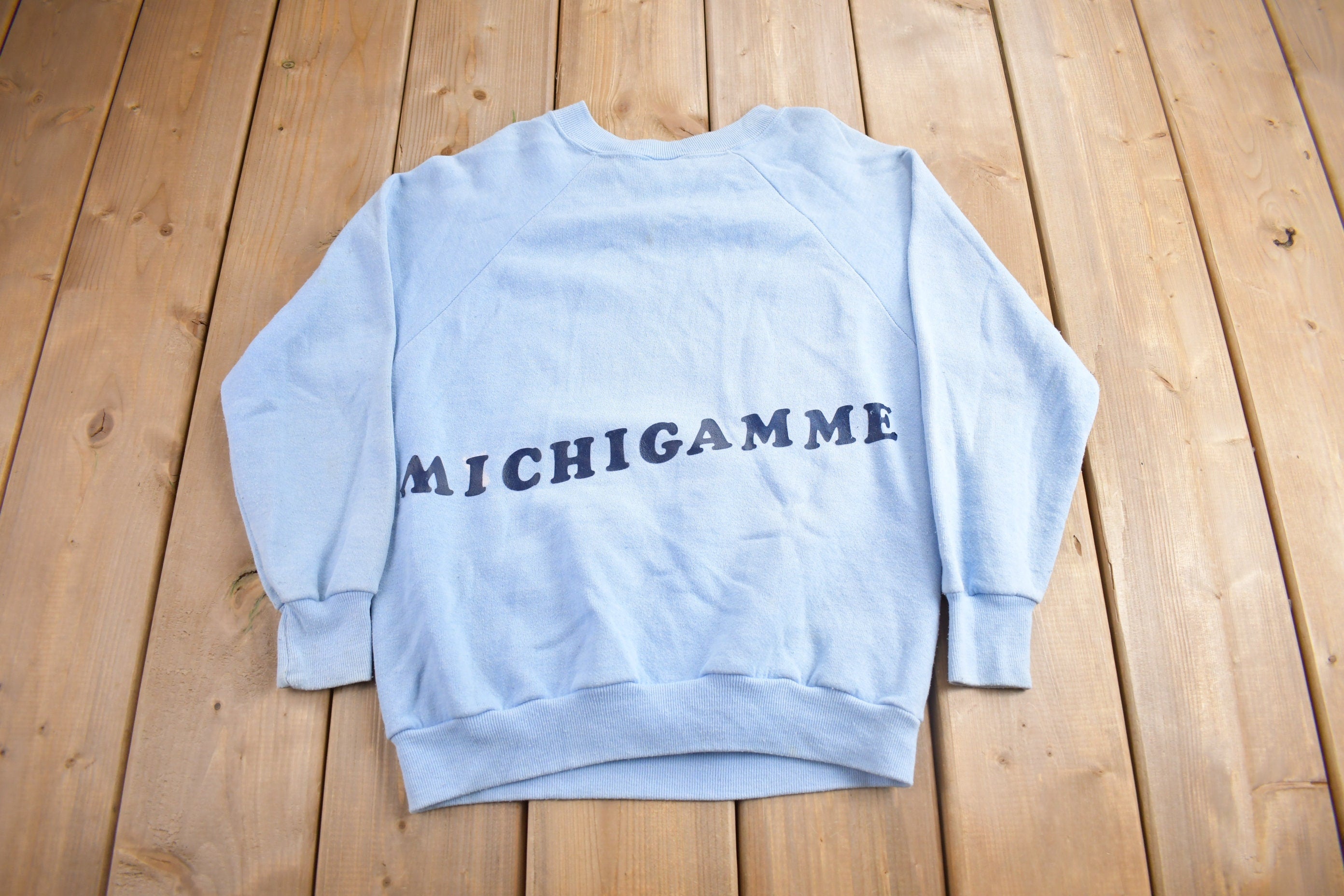 Vintage 1980s Michigan Me Methodist Institute Crewneck Sweatshirt  Made In USA  Streetwear  Embroidered