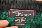 Vintage 1990s Stitch By Stitch AOP Abstract Knit Crewneck Sweater Men's L