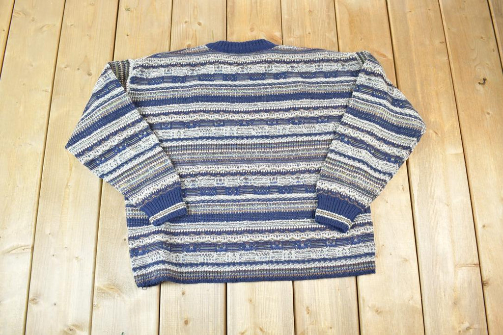 Vintage 1990s Italy Wool Blend Sweater Co Knit Abstract Pattern Crewneck Sweater Made In Italy